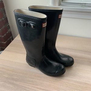 Hunter Rain Boots Gloss Black Kids Sz 6 (women’s 7)